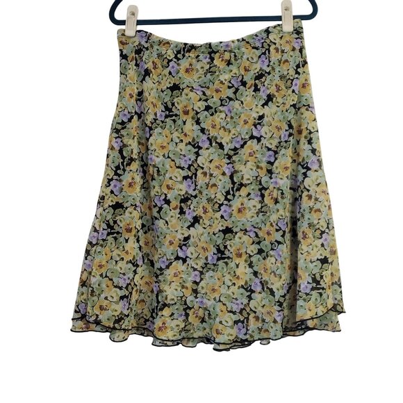 Vintage 90s Notations Floral Midi Skirt Womens S Flowy Boho Cottagecore Summer - Picture 1 of 7